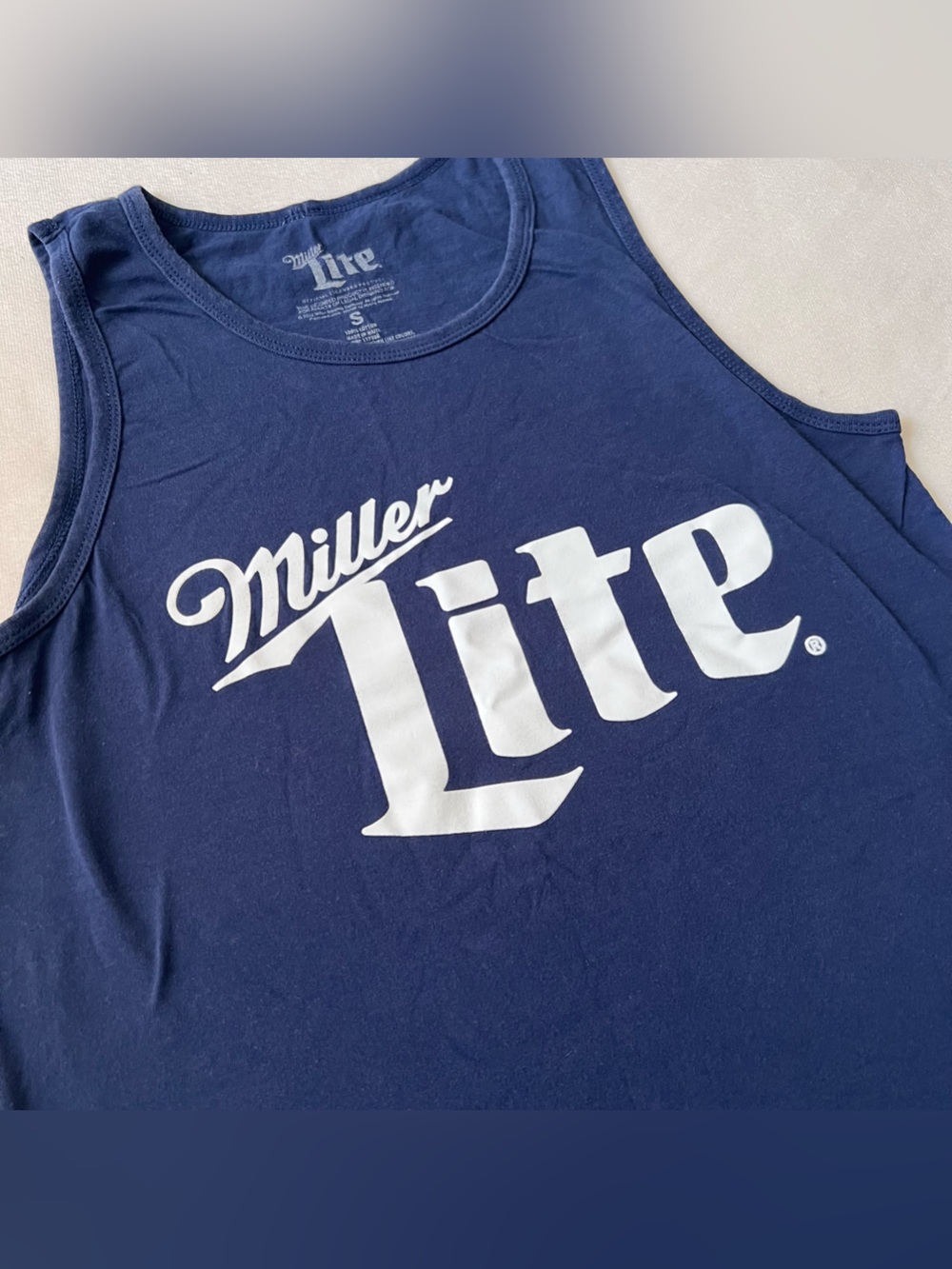 Miller Lite Navy Logo Tank Top - Men's Sleeveless Tee - Picture 2 of 6